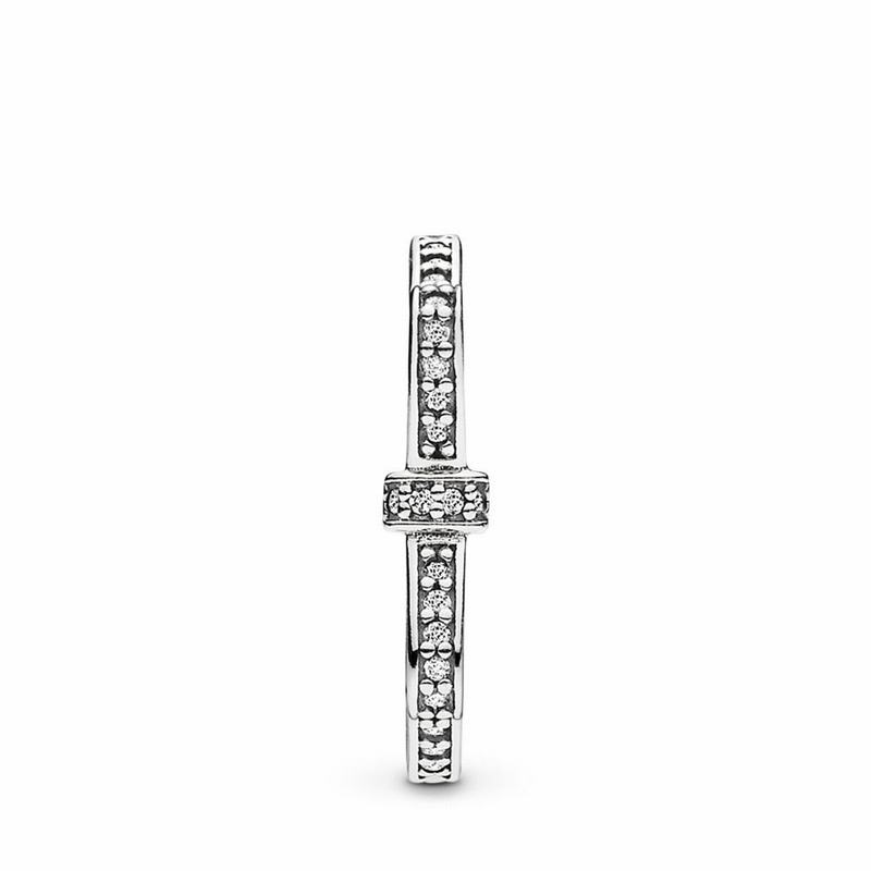 Pandora Sparkling Bow Stackable Ring Ireland - Sterling Silver/Cubic Zirconia - 832604RGU